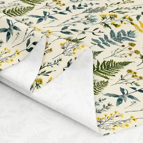 Vista 5 de Feelyou The Yard - Tela floral de hojas suave de 1 yarda para los amantes Beige y verde amarillo