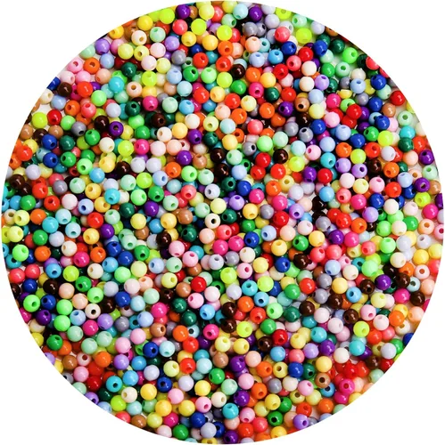 Vista 54 de BONNY BOXX 2000 piezas 4 mm cuentas redondas de acrílico de zafiro suave, bolas de plástico de chicle de burbujas, cuentas gruesas de bolas