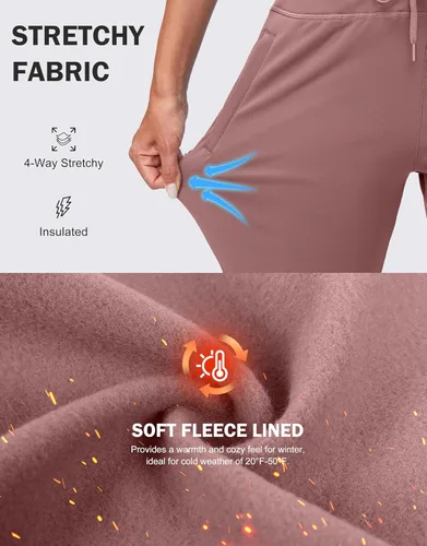 Vista 38 de G Gradual Pantalones deportivos con forro polar para mujer, de cintura alta, resistentes al agua, térmicos, para invierno, correr, senderismo
