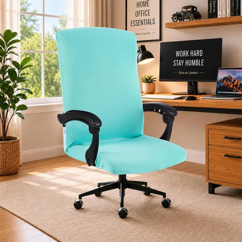 Vista 52 de Fundas elásticas resistentes al agua para sillas de computadora - Protectores lavables para respaldo giratorio y asiento para mascotas - Negro