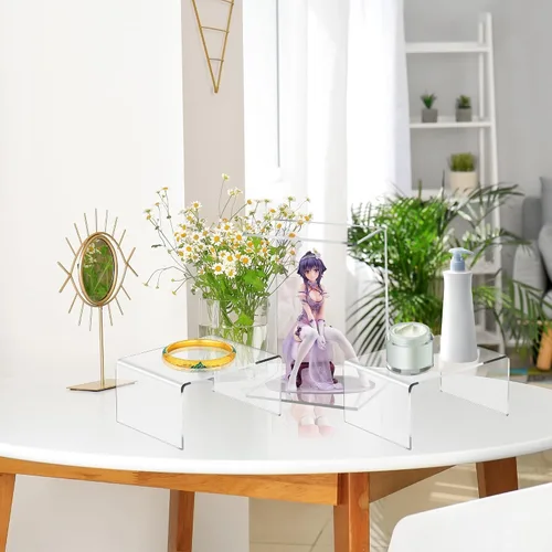 Vista 5 de Jusalpha Paquete de 12 elevadores de acrílico transparente para joyas, expositor de elevadores para figuras Funko POP, soportes transparentes