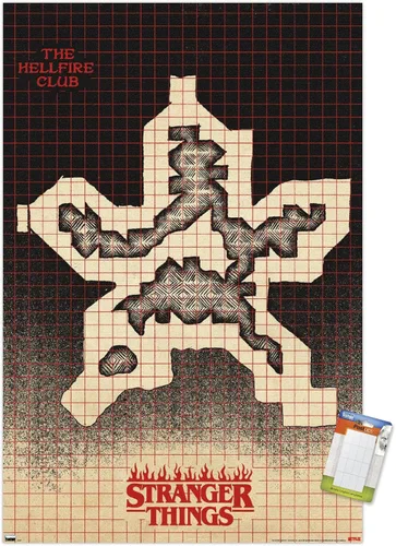 Vista 11 de Trends International Netflix Stranger Things: Season 4 - Póster de pared con mapa de Hellfire Club, 14.725 x 22.375 pulgadas, versión enmarcada