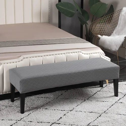 Vista 15 de Fundas de banco rectangulares, funda extraíble para silla de comedor, ajuste suave, universal, elásticas, antipolvo, lavable, protector de asiento