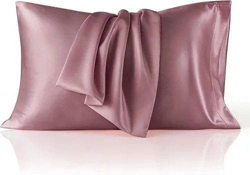 Vista 48 de Bedsure Paquete de 2 fundas de almohada de satén similares a las fundas de almohada de seda tamaño estándar, funda de almohada para mujeres que