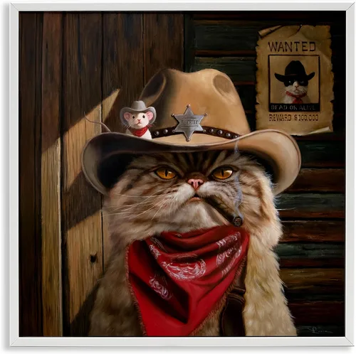 Vista 16 de Stupell Industries Gatos en el cine 3D Giclée enmarcado gris diseño de arte por Lund Roeser Enmarcado en blanco