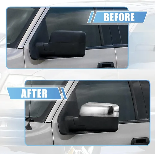 Vista 2 de X AUTOHAUX par de fundas cromadas para espejo retrovisor exterior del Ford F-150 FX4 XLT 2004-2008