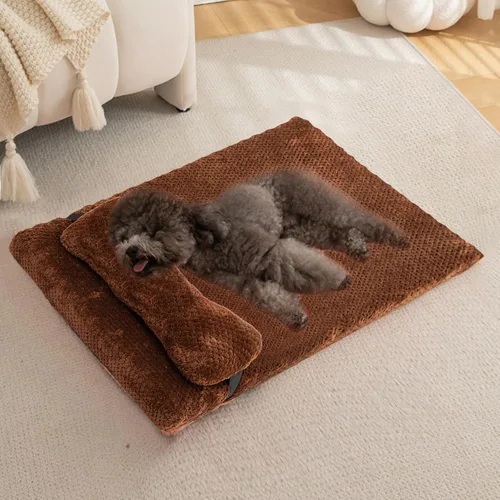 Vista 22 de Cama para perros con almohada para perros pequeños, cama ortopédica para perros con funda extraíble, alfombrilla lavable para mascotas de hasta 5