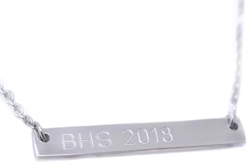 Vista 3 de Personalized Skinny Horizontal Gold Bar Birthstone Necklace Name Plate Custom Silver Present for Mom