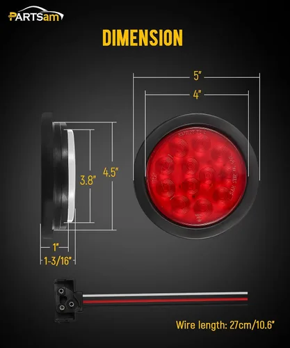 Vista 5 de Partsam Juego de 6 luces traseras LED redondas de 4 pulgadas para remolque, luces antiniebla de marcha atrás, 12 luces LED que incluyen luces