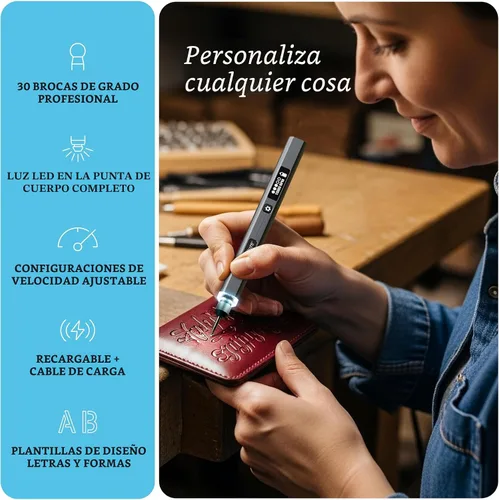 Vista 2 de EtchMate - Bolígrafo de grabado para metal, madera, vidrio, plástico