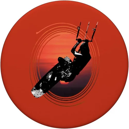 Vista 3 de Kitesurf Action Artistic Kitesurfer Silhouette Sunset PopSockets Standard PopGrip