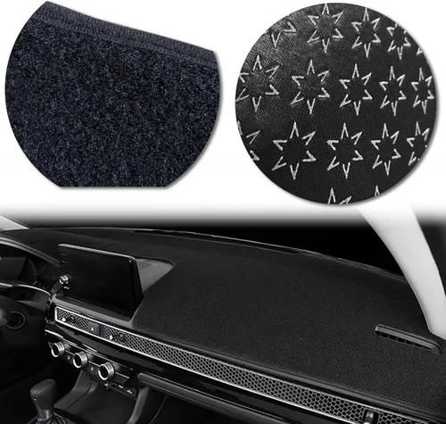 Vista 5 de Funda para salpicadero ajustable negra para consola central, tapete protector parasol compatible con Honda 11 Civic 2021 2022 Coupé (borde negro)