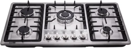 Vista 2 de Deli-kit® Placa de cocina de gas de 34 pulgadas, doble combustible sellado, 5 quemadores, cocina de gas de acero inoxidable, cocina de gas Drop-In