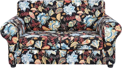 Vista 9 de hyha Funda para sofá, fundas para sofá biplaza, diseño floral, elásticas, estampadas, 3 piezas, fundas para sofá de 2 cojines separados, protector