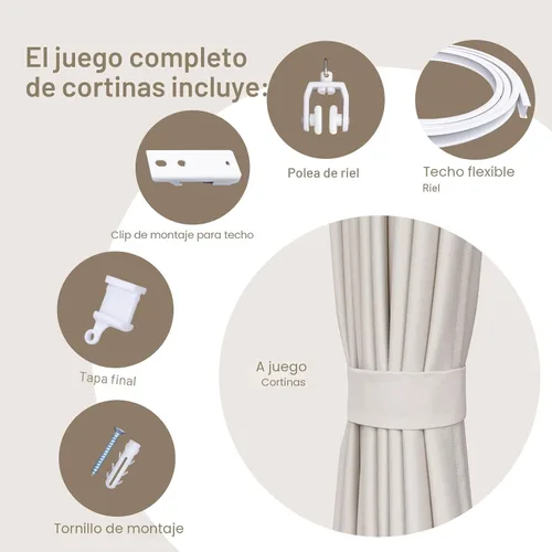Vista 2 de MaKefeile - Cortinas divisoras de ambientes & juego de rieles flexibles y curvables, cortinas divisoras de privacidad con riel de techo, cortinas