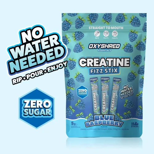 Vista 6 de EHP Labs OxyShred Creatine Monohydrate Fizz Sticks, Blue Raspberry, 15 Pack