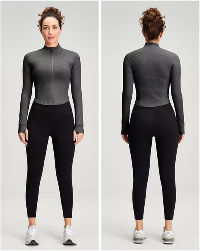 Vista 2 de QUEENIEKE Womens Athletic Workout Jackets Cottony-Soft Full Zip Slim Fit Running Jacket 0703