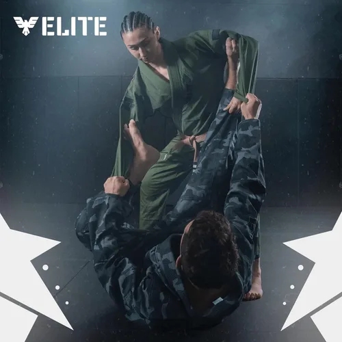 Vista 7 de Elite Sports Kimono para hombres aprobado por la IBJJF Federación Internacional de Jiu Jitsu Brasileño de tela pre-encogida para Jiu Jitsu