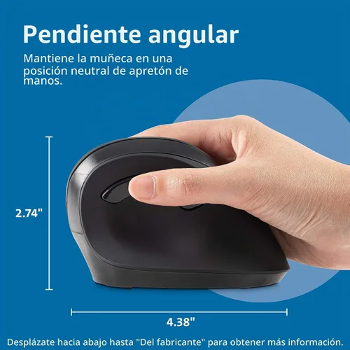 Vista 2 de Kensington Ratón inalámbrico vertical ergonómico (K75575WW), gris/negro El agarre vertical reduce la tensión de la muñeca, conexión inalámbrica
