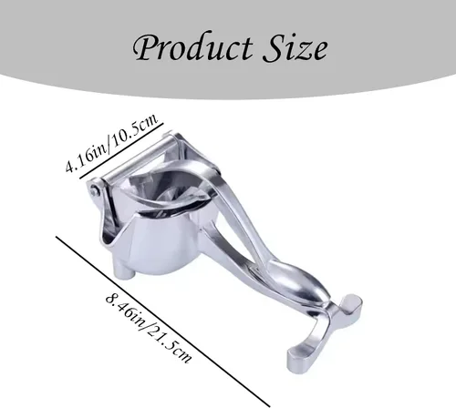 Vista 2 de Exprimidor de limón de acero inoxidable – Exprimidor manual de cítricos resistente para limón, lima, naranja y pomelo con mango ergonómico