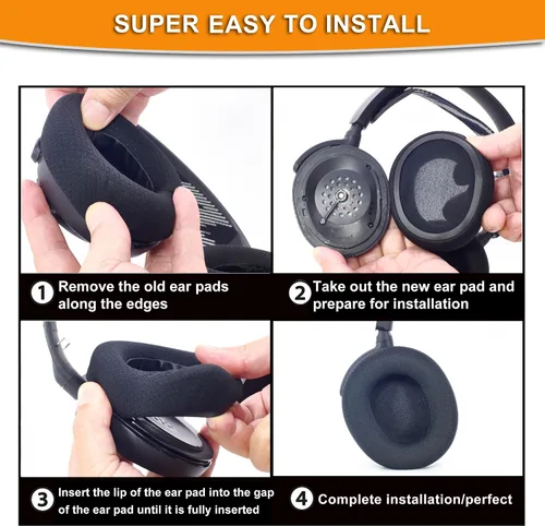 Vista 5 de Defean Almohadillas de tela de malla de repuesto compatibles con auriculares SteelSeries Arctis Nova Pro Wired, Nova Negro