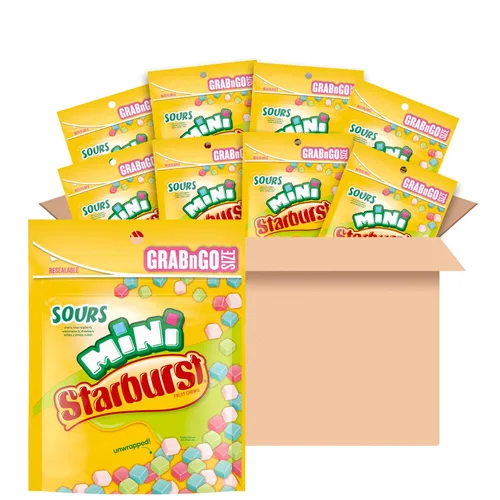 Vista 8 de STARBURST FaveREDS Minis - Caramelos masticables de frutas, 8 onzas (paquete de 8) - Delicioso Starburst, mini caramelo a granel, caja a granel