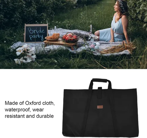 Vista 7 de Bolsa de almacenamiento de mesa plegable portátil con capa intermedia de esponja - Funda de transporte multifuncional al aire libre negra de tela