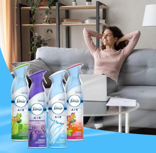 Vista 4 de Febreze Ambientador y eliminador de olores en aerosol, surtido de aromas Febreze y desodorante para baño, original, Island Fresh, Linen Sky