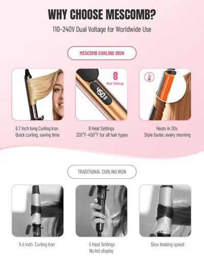 Vista 6 de 1.25 Inch Long Barrel Curling Iron – Ceramic Extra-Long Wand for Smooth Curls & Long-Lasting Beach Waves