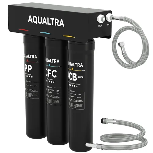 Vista 10 de AQUALTRA USF-3B-10 Sistema de filtro ligeramente alcalino para debajo del fregadero, 8K-32K Gal, reduce PFOA, PFOS, cloro, plomo, mercurio
