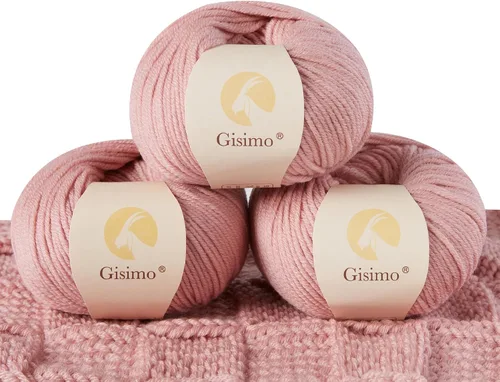 Vista 53 de 100% lana merino para tejer y ganchillo, hilo lujoso y suave de 6 cabos para tejer y crochet a mano, 1.76 oz/50 g, 127 yardas/116 metros