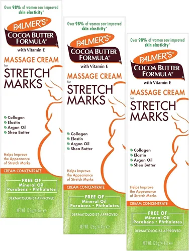 Vista 11 de Crema de masaje para estrías, fórmula de mantequilla de cacao de Palmer. 4.4 onzas