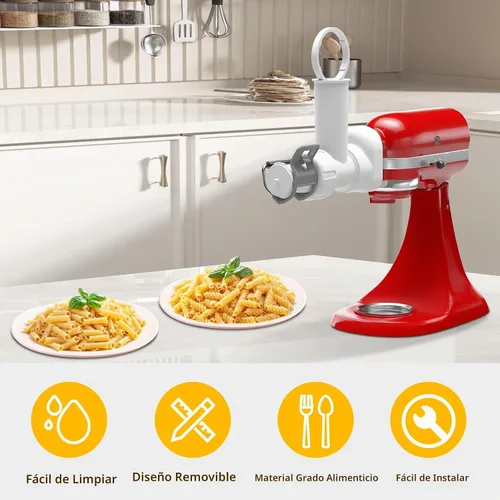 Vista 3 de Accesorio para hacer pasta para batidora de pie KitchenAid con 6 formas diferentes de salida de pasta, duradero para accesorios y herramientas
