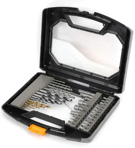 Vista 2 de JCB Tools - Juego de taladro y puntas de destornillador de 40 piezas Metal, mampostería, brocas de madera, puntas de destornillador y enchufes