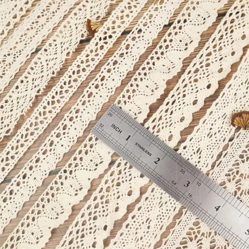 Vista 4 de Cinta de encaje vintage, cinta de encaje de ganchillo de algodón para manualidades de costura, aproximadamente 30 yardas (beige)