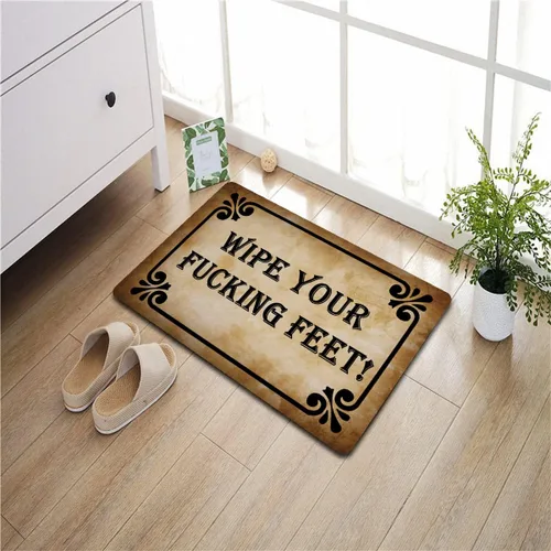 Vista 6 de Divertidas alfombras de entrada para el interior de la casa, letrero de bienvenida con monograma personalizado, con parte trasera de goma