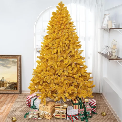 Vista 7 de Maria - Árbol de Navidad dorado preiluminado de 7.5 pies