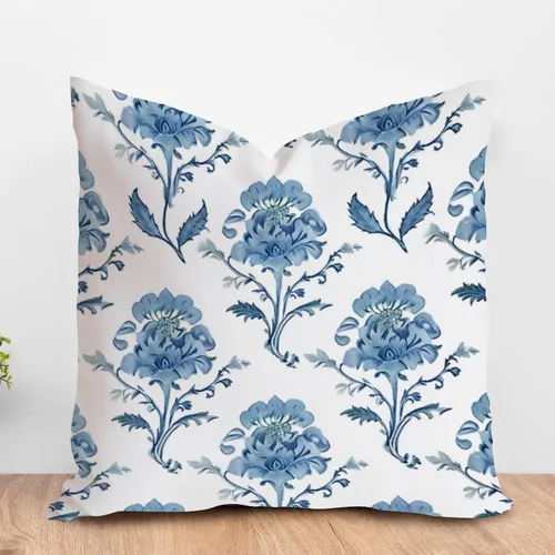 Vista 17 de ArogGeld Chinoiserie - Funda de cojín con diseño de pagoda asiática azul índigo, diseño cuadrado de flores y pagoda asiática, para oficina, silla