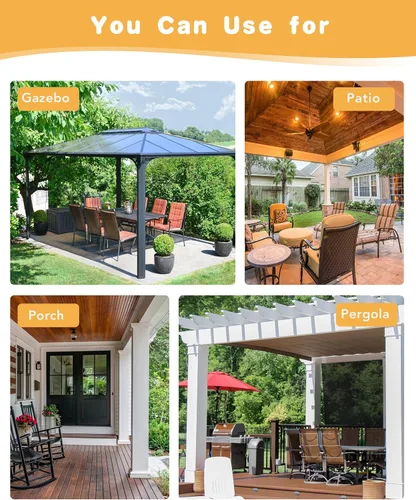 Vista 6 de HolidayIdeas Cortinas impermeables para patio, 4 paneles, 54 x 84 pulgadas, protección de privacidad y filtrado de luz, cortinas exteriores con Negro