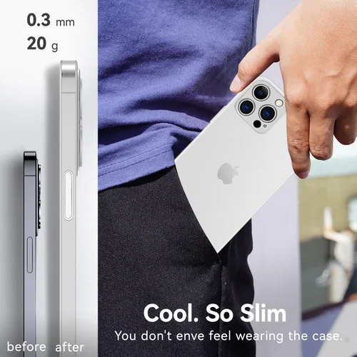 Vista 3 de QLTYPRI Funda ultradelgada para iPhone 13 Pro Max de 6.7 pulgadas con protección de cámara de cobertura completa, translúcida mate, delgada, ligera