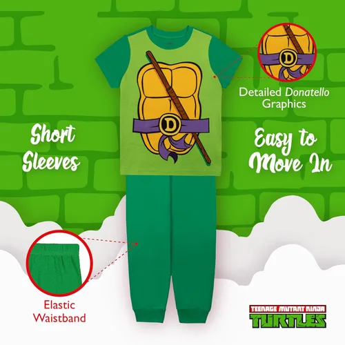 Vista 4 de Nickelodeon Conjunto de pijama de algodón ajustado de 2 piezas para adultos, tortugas ninja mutantes