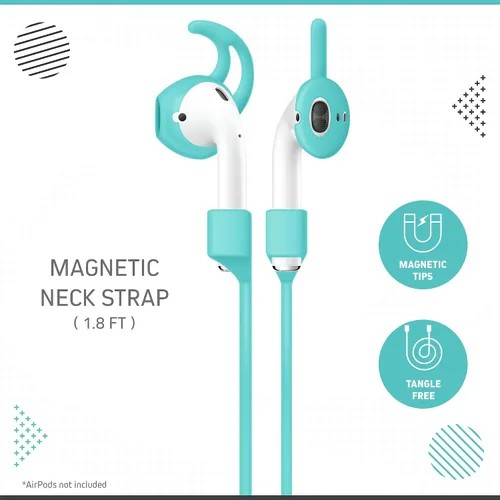 Vista 3 de Chargeworx Kit de accesorios de 6 piezas compatible con AirPods Funda de silicona a prueba de polvo, mosquetón, correa magnética para el cuello