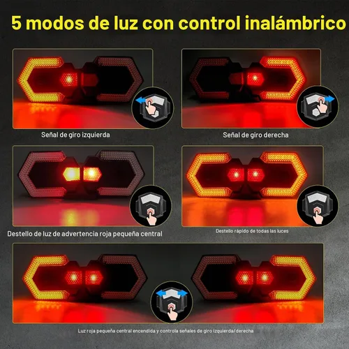 Vista 3 de Antfire 4 luces traseras de bicicleta con señales de giro, luces direccionales recargables por USB, luces LED brillantes delanteras y traseras