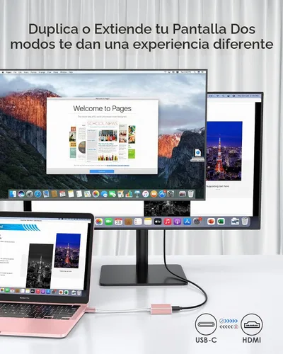 Vista 4 de LENTION Adaptador USB C a HDMI compatible con iPhone 17/18 a HDMI adaptador para TV, Thunderbolt 3/4 a HDMI para MacBook Pro, iMac/Air, iPad