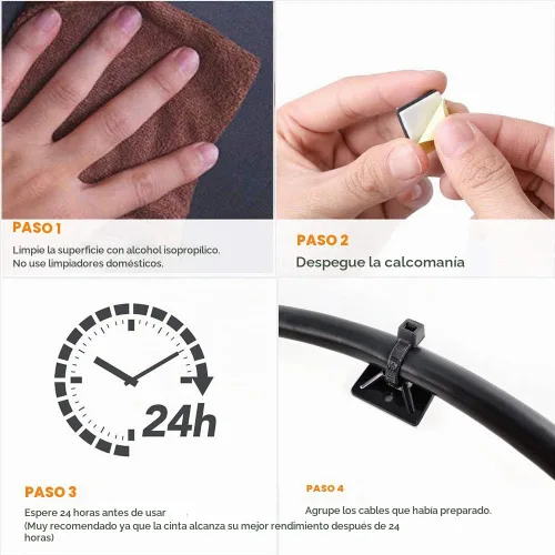Vista 4 de Clips de alambre autoadhesivos fuertes para sujetar cables de 3/4 pulgadas con cremalleras de 6 pulgadas, protección UV negra, 100