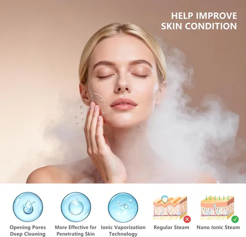Vista 6 de Vaporizador Facial 3 en 1, Vaporizador para el Cabello, Humidificador de Aire con Niebla Caliente Hidratante, Sistema de Hidratación, Atomizador