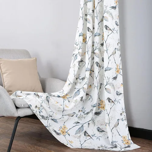 Vista 10 de Leeva Cortinas de bloqueo de luz de 45 pulgadas de largo para dormitorio, paneles de cortina de lino sintético para ventana, tratamiento decorativo