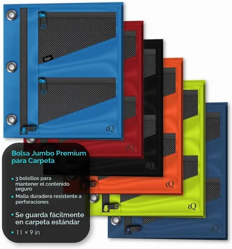 Vista 5 de iScholar Estuche para lápices expandible jumbo, 3 bolsillos, el color puede variar (55035)