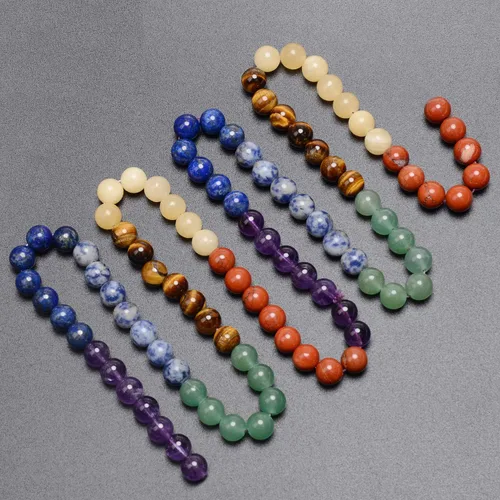 Vista 5 de LPBeads 100 Cuentas de 8mm Cuentas Redondas Naturales de Chakra, Cuentas Sueltas de Piedra Preciosa Redondas para Hacer Joyas con Cordón Elástico