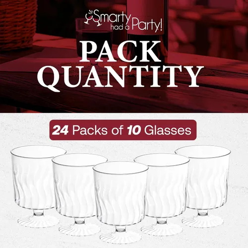Vista 8 de Smarty Had A Party Elegantes copas de vino de plástico de 8 onzas con tallo – Copas de agua desechables de 4 pulgadas de alto a granel para bodas